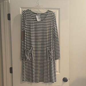 JODIFL Black and White Striped Dress